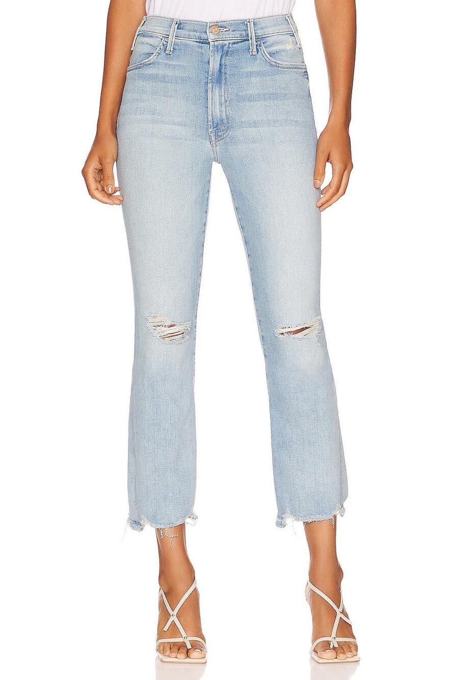 Mother The Hustler Ankle Chew Petal Plucker Womens 25 Blue Denim Casual Chic